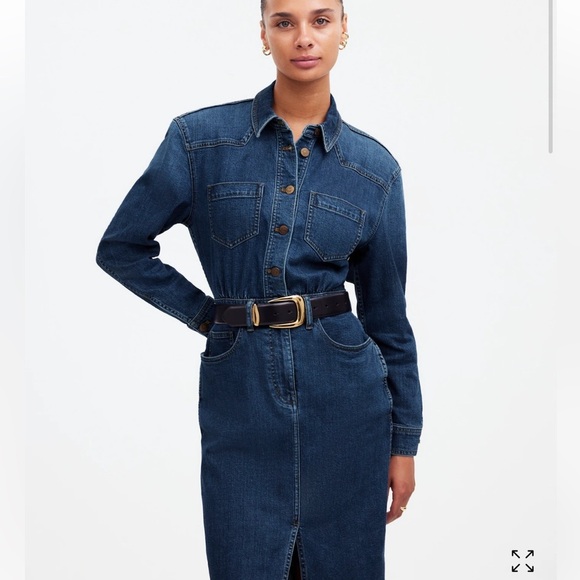 Madewell Denim Western Midi Shirtdress in Laselle Wash , sz 12 - Picture 2 of 11